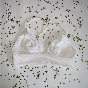 White Ribbed Bikini Top